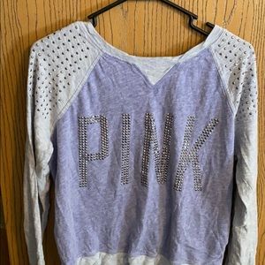 PINK lavender sequin logo long sleeve tee